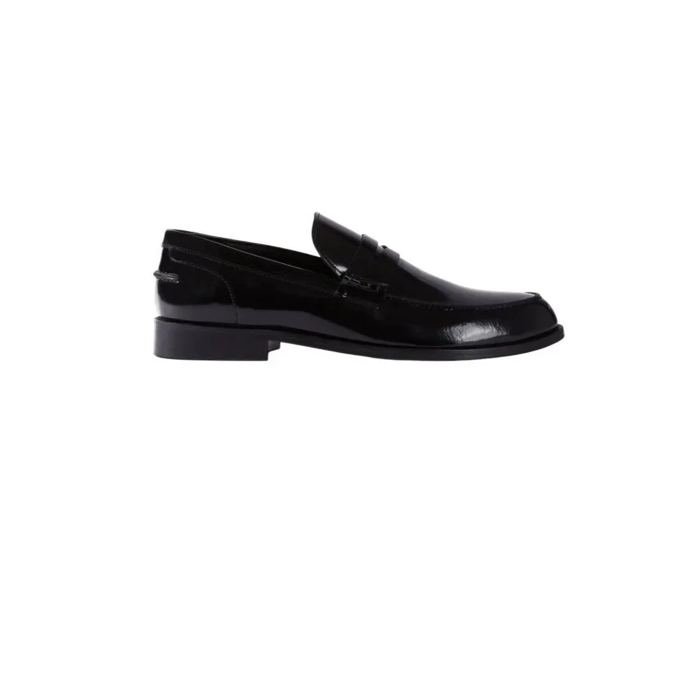 NIB The Kooples Boy’s Smooth‎ Leather Black Loafers Moccasins FR 40 US 6 Slip-On